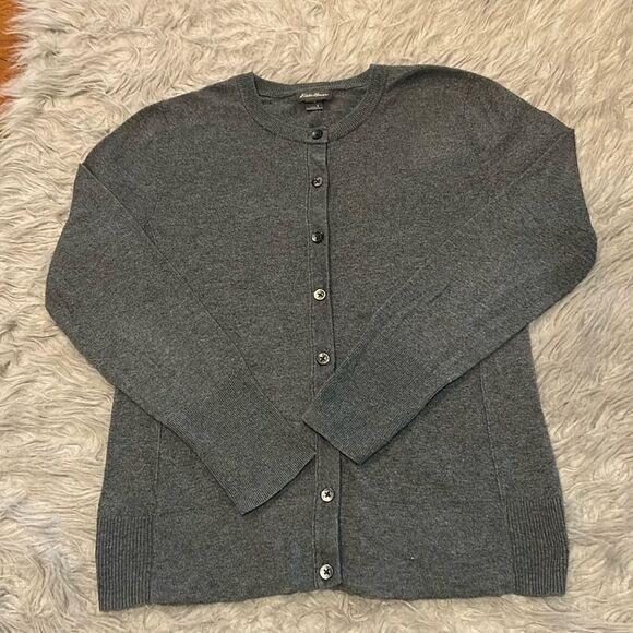 Eddie Bauer women’s gray cotton nylon button front cardigan‎ - Picture 1 of 5